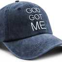 XacaYuerp God Got Me Christian Hat for Men Women, Funny Adjustable Cotton Embroidered Religious Faith Baseball Cap