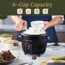 Elite Gourmet Electric Rice Cooker with Steam Tray and Non-Stick Inner Pot Makes Soups, Stews, Grains, Cereals, Keep Warm Feature, 6 Cups Cooked (3 Cups Uncooked), Black