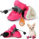 Fecialy Dog Shoes for Winter Dogs Boots & Paw Protector Warm Snow Booties Small Medium Dogs Puppies with Reflective Strip Anti-Slip Rubber Sole, Pack of 4, Size7