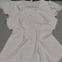 BMJL Womens Dressy Casual Blouses Asymmetrical V Neck Business Work Tops Ruffle Sleeve Summer Shirts (S,White)