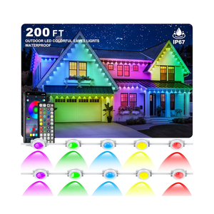 Permanent Outdoor Lights,200FT RGB Eave Light,IP67  Lighting for House,Smart LED with App/Remote Control for Outdoor Decor,Garden Decor,Party,Holiday