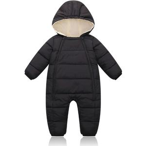 Infant Toddler Snowsuit Cute Newborn Winter Coat Warm Hooded Jumpsuit for Boys Girls 0-24 Months (3-6 Months, Black)