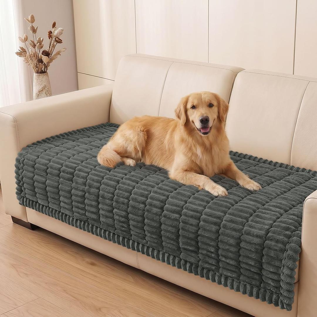 Smiry Couch Cover for Dogs, Non Slip Washable Sofa Protector for Pets, Soft Furniture Cover for Pet, Stylish Sofa Covers, Cozy Protect Against Fur, Dirt & Everyday Messes (Dark Grey, 35.4" x 82.7")