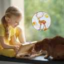 Deer Suncatcher Stained Glass Window Hanging with Metal Chain and Hooks 7.8 Inch Christmas Decor Indoor/Outdoor Home & Garden Decor Housewarming Gift