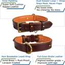 Leather Dog Collar | Dog Collar for Large Dogs, 1.25 Inch Wide, Brown | Genuine, Full Grain, Heavy Duty, Comfortable, Inner Soft Padding | (Large (Fit Neck Size 18.5"-22.5"), Brown)