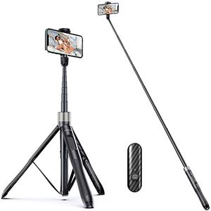 ATUMTEK 65" Selfie Stick Tripod, All in One Extendable Phone Tripod Stand with Bluetooth Remote 360° Rotation for iPhone and Android Phone Selfies, Video Recording, Vlogging, Live Streaming, Black