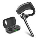 Bluetooth Headset Wireless Earpiece Microphone 180H Playtime 1000mAh Wireless Charging Case Handsfree Single Ear Headset LED Display for iPhone Android Cellphones PC Computer Trucker Drivers Work Game