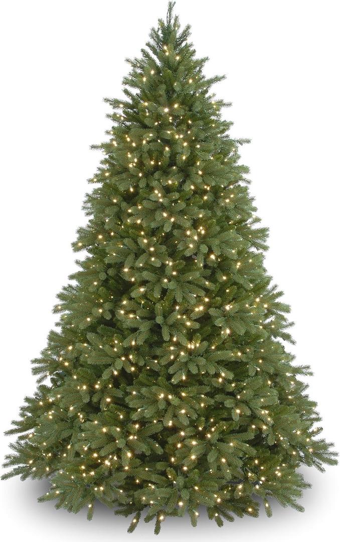 National Tree Company 6.5 ft Pre-Lit Jersey Fraser Fir Artificial Christmas Tree, 800 Clear Lights, 2,224 Tips, Includes Stand, Green