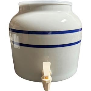 Stripe Design Countertop Water Dispenser Porcelain Ceramic Beverage Crock with BPA Free Spigot and Ring, Fits 3 to 5 Gallon Bottle Jug - Blue Stripe Design Countertop Water Dispenser Porcelain Ceramic Beverage Crock with BPA Free Spigot and Ring, Fits 3 to 5 Gallon Bottle Jug - Blue