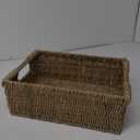 Large Natural Wicker Basket Rectangular with Wooden Handles, Seagrass Storage for Organizing, Shelves 15.5 x 10.6 x 5.5 inches (Large - 15.5"x10.6"x5.5"H, Seagrass (1-Pack))