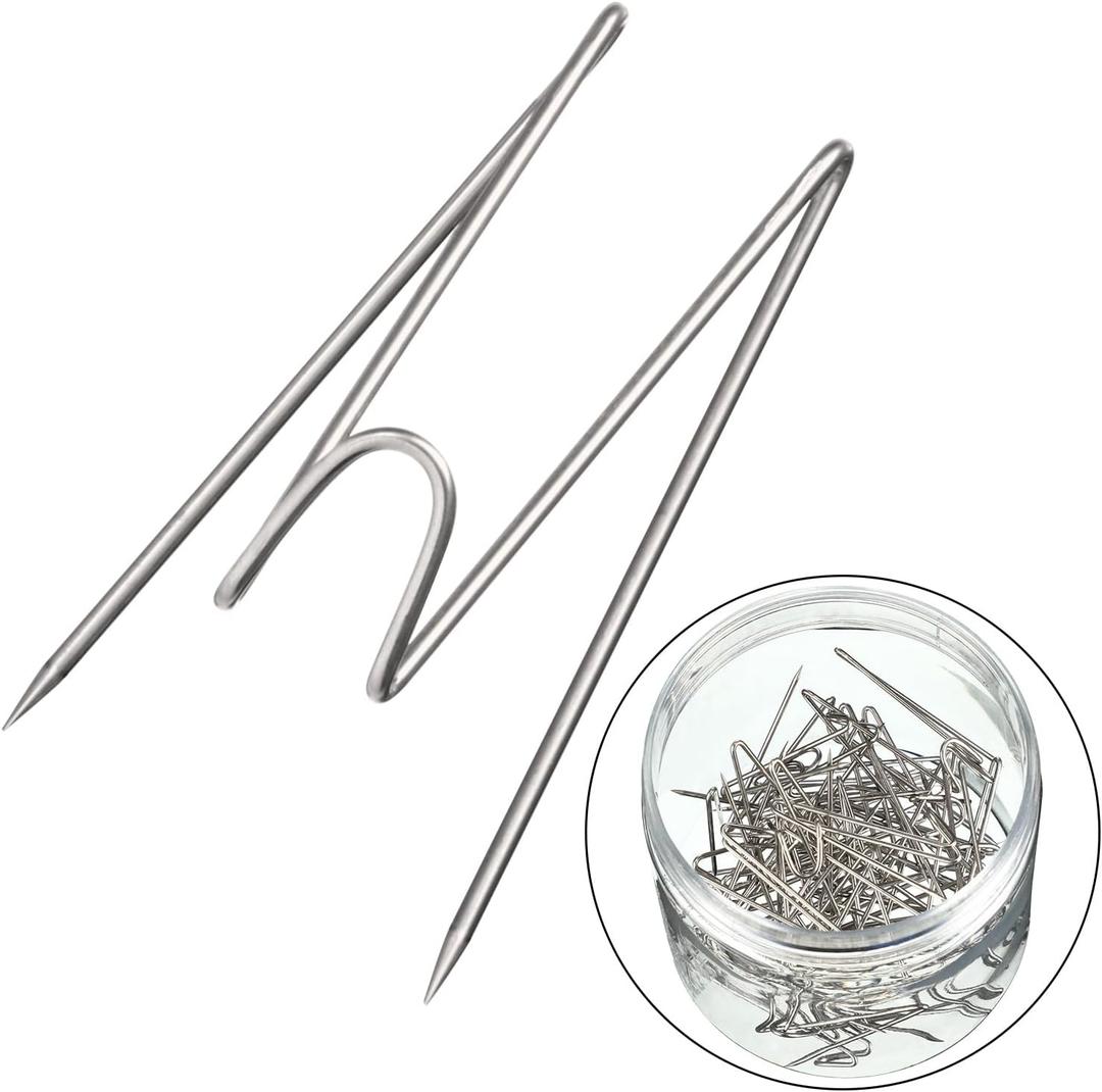 Geyoga Fabric Panel Wall Wire Hooks Cubicle Hooks with Clear Storage Box for Interior Exterior Decor for Picture Home School Office DIY(Silver,50 Pcs)