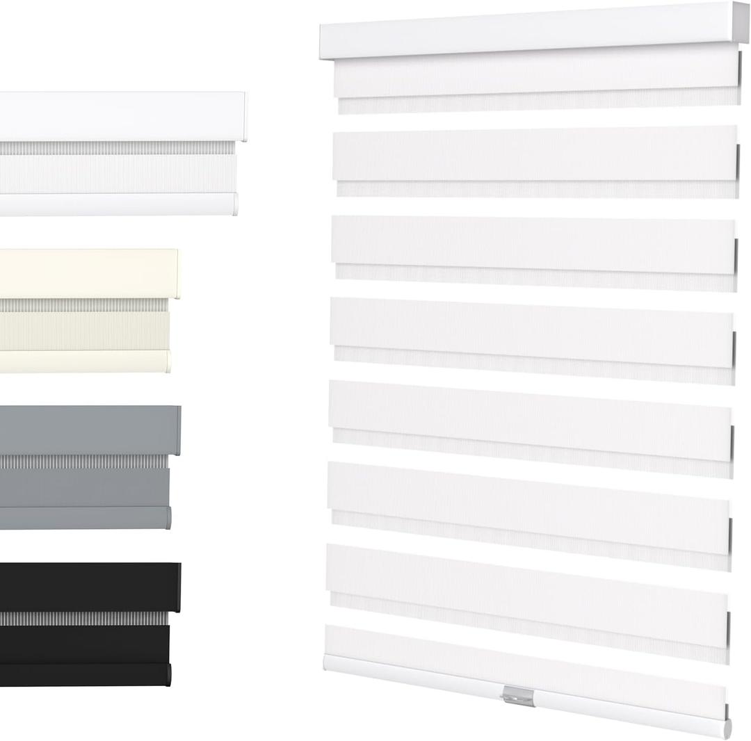 MYshade Cordless Zebra Blinds for Windows with Free-Stop(White,30" W x 64" H) Dual Layer Shades for Day & Night Privacy and Light Filtering, Perfect for Home & Bedroom, Easy to Install