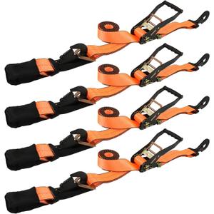Pro Series Orange Axle Tie Down Combo Strap with Snap Hook Ratchet 2 Inch x 114 Inch 4 PCS 3,300 Pounds Safe Working Load (Does not apply)