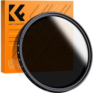 K&F Concept 58mm Variable ND2-ND400 ND Lens Filter (1-9 Stops) for Camera Lens, Adjustable Neutral Density Filter with Microfiber Cleaning Cloth (B-Series)