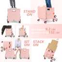Foldable Utility Cart with Stair Climbing Wheels,Collapsible Rolling Crate with Magnetic Lid Telescopic Cover,Telescoping Handle,360 Rotate Wheel Hand Cart for Teacher Shopping Moving Grocery(Pink)