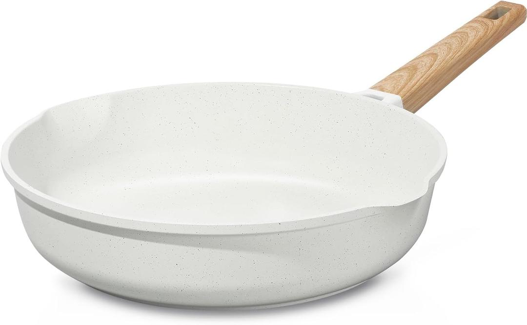 ESLITE LIFE Nonstick Frying Pan Skillet, Healthy Granite Coating Egg Omelette Pan Stone Cookware Chef's Pan, PFOA Free(Cream, 8 Inch)
