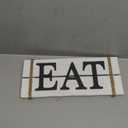Barnyard Designs Eat Wood Wall Art Sign, Rustic Primitive Farmhouse Country Kitchen and Home Wall Decor, White/Black, 17" x 7