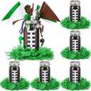 Qinyoung 6 Set Football Party Centerpieces for Tables Decoration, 6 Pack 25oz Glass Mason Jar Vases with Silver Lids, Game Day Birthday Team Sports DIY Table Decorations