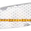 United Pacific 41776 Grille Air Intake- LH, Chrome, with LED Light, Amber LED/Clear Lens, for 2013+ Peterbilt 579