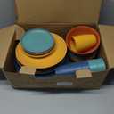 Wrova 40Pack plates and bowls sets for kids - Unbreakable wheat straw dinnerware sets service for 8 - Alternative plastic 40pcs dish sets for kitchen, camping and indoors dinning - (Colorful)