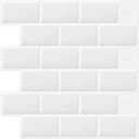 DEWOO White Peel and Stick Subway Tile Brick Backsplash Self Adhesive Wall Tiles for Kitchen Bathroom, 10-Sheet, 12"12"