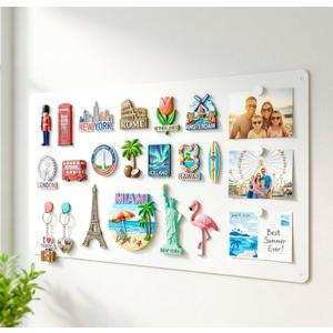Magnetic Board for Wall 19.7" x 39.4": Extra Large White Display Board for Travel Magnet & Souvenir Collection | Heavy Duty Metal Panel for Mudroom & Kitchen Organization