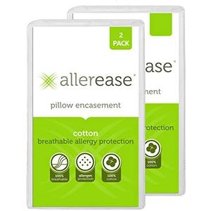 AllerEase 100% Breathable Cotton Pillow Protector for Sleeping, Queen 30" x 20" - 1 Pack of 2,White