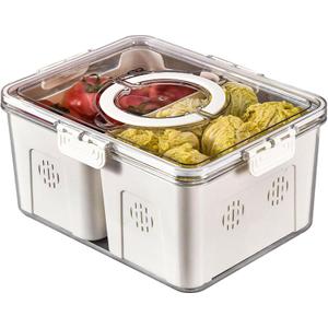 Refrigerator Organizer With Lids (2 Compartments), Fridge Storage, Fridge Organizers And Storage Clear, Fridge Organization, Storage Containers, Stackable With Lid Fridge Organizers