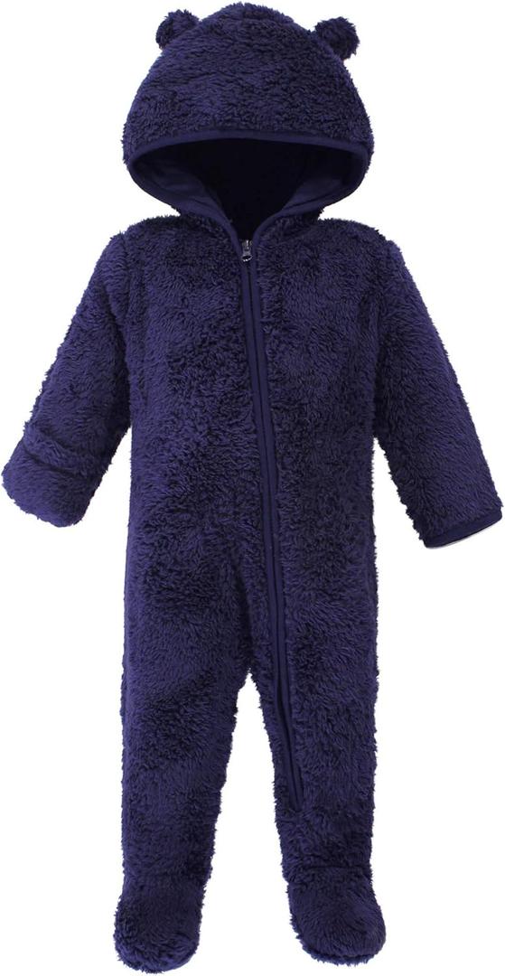 Hudson Baby Unisex Baby Fleece Sleep and Play (3-6 Months, Navy Bear)