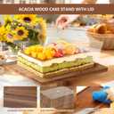 Acacia Wood Cake Stand with Lid, 17'' Rectangle Cake Holder