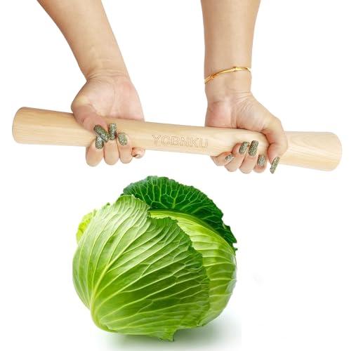16"Heavy Cabbage Pounder Natural Beech Wood for Fermentation Crocks and Mason Jars Sauerkraut pounder/Tamper for Packing Down Fermented Foods like Kimchi