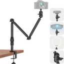 Overhead Camera Mount for Desk, 30.9" Foldable Camera Desk Mount Stand with 1/4" Screws, 360 Rotation 3-Sections Tabletop Holder with C-Clamp for DSLR, Digicam, Webcam, Mini Projector, Microphone