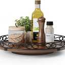 12" Lazy Susan Turntable Organizer for Table Top, Round Wooden Lazy Susan for Cabinet, Farmhouse Decorative Tray for Coffee Table, Kitchen Organizer Countertop, Center Piece Decor, Rustic Brown