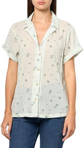 Eddie Bauer Women's Wr Ss Packable Camp Shirt, Coconut Large