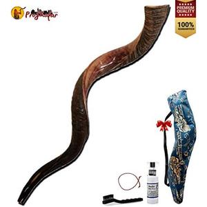 Israel Shofar Set, Natural Kudu Horn Shofar, Kosher Shofar Yemenite Traditional Musical Instrument for Jewish Spiritual Ceremonies and Religious Sermons, Made in Israel Israel Shofar Set, Natural Kudu Horn Shofar, Kosher Shofar Yemenite Traditional Musical Instrument for Jewish Spiritual Ceremonies and Religious Sermons, Made in Israel
