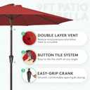 JEAREY 9FT Outdoor Patio Umbrella Outdoor Table Umbrella with Push Button Tilt and Crank, Market Umbrella 8 Sturdy Ribs UV Protection Waterproof for Garden, Deck, Backyard, Pool (Red)
