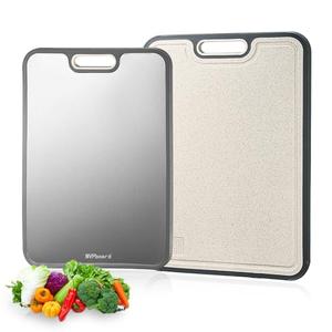 Titanium Cutting Boards for Kitchen Double-Sided, Cutting Board Double Sided Food Grade, Pure Titanium and Wheat Straw PP, Dishwasher Safe Easy to Clean (Medium 10"L x 15"W)