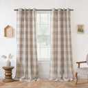 DriftAway Buffalo Plaid Blackout Curtains Linen Textured Farmhouse Double Layer Thermal Insulated Yarn Dyed Woven Checkered Gingham Grommet Drapes for Living Room 2 Panels Each 52W x 84L Taupe