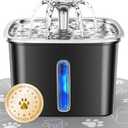 Veken Innovation Award Winner Stainless Steel Cat Water Fountain, 95oz/2.8L Automatic Pet Fountain Dog Water Dispenser with Replacement Filters & Silicone Mat for Cats, Dogs (Space Black)