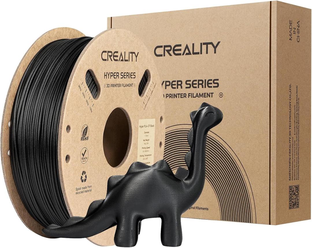 Creality PLA Carbon Fiber Filament 1.75mm-Halloween Gifts, Hyper PLA-CF 3D Printer Filament with Matte Finish for 50-300mm/s High-Speed Printing, Dimensional Accuracy +/-0.03mm (Black)
