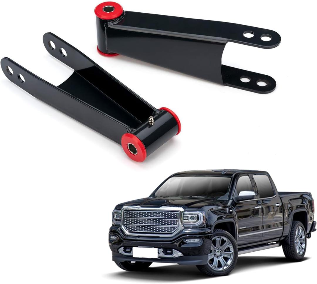 3 Inch Rear Drop Lowering Shackle Suspension Kit Compatible With 2001-2010 Chevrolet Silverado 1500 2500 3500 HD/GMC Sierra 1500 2500 3500 HD Models - OEM 410730