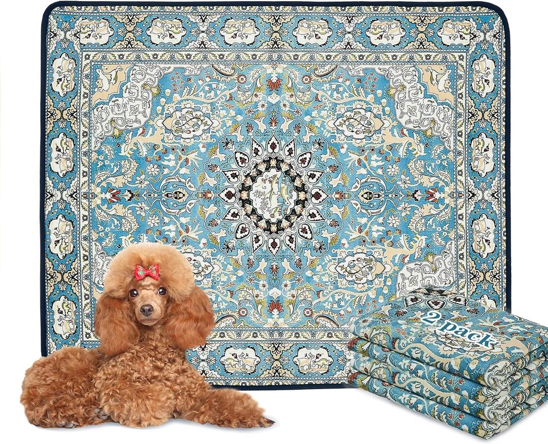 Qeils Washable Pee Pads for Dogs, 2 Pack Reusable Puppy Pads 36"x41" Super Absorbent Leakproof Dog Training Pads, Non-Slip Potty Pads for Floor, Crate, Couch, Whelping Pads Litter Mat Pet Supplies