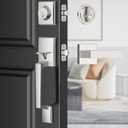 Nickel Modern Door Lock Set - Reversible Left&Right Lever with Satin Exterior Handle