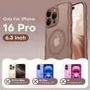 TAURI Magnetic for iPhone 16 Pro Case, Cute Wavy Design [Full Camera Protection] [Compatible with Magsafe] Anti-Slip Translucent Matte Case for iPhone 16 Pro for Women Girls, Desert Brown