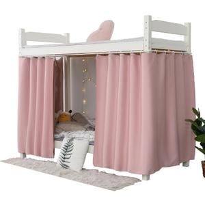 Thickened Breathable Blackout Bunk Bed Curtains for Twin Bottom Home Dorm, Pink, 2 Panels