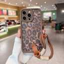 for iPhone 11 Pro Max Case, [Brown Leather Leopard Cheetah Print] [Full-Body Protection] [with Drop-Proof Wrist Strap Lanyard] Soft TPU, Shockproof and Anti-Shock, Suitable for Women & Girls