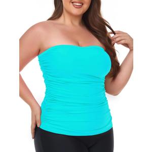 Ocean Blues Women's Strapless Bandeau Tankini Top Tummy Control Bathing Suit Top Only (4X-Large)