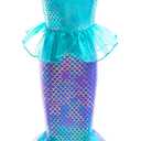 Mermaid Dress, Mermaid Tail Costume Little Girls Princess Dress up with Crown for Girl Gift (4-5 T, Blue Purple)