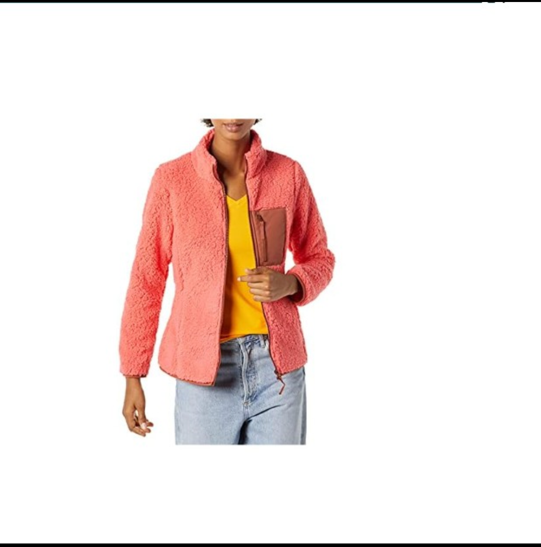 Essentials Women's Sherpa Long-Sleeve Mock Neck Full-Zip Jacket with Woven Trim XXL, XXL, M, 3PCS