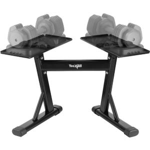 Yes4All Adjustable Dumbbell Stand - 160 Pound Capacity, Spotter Rack & Weight Rack with Strap, Easy Storage & Safety